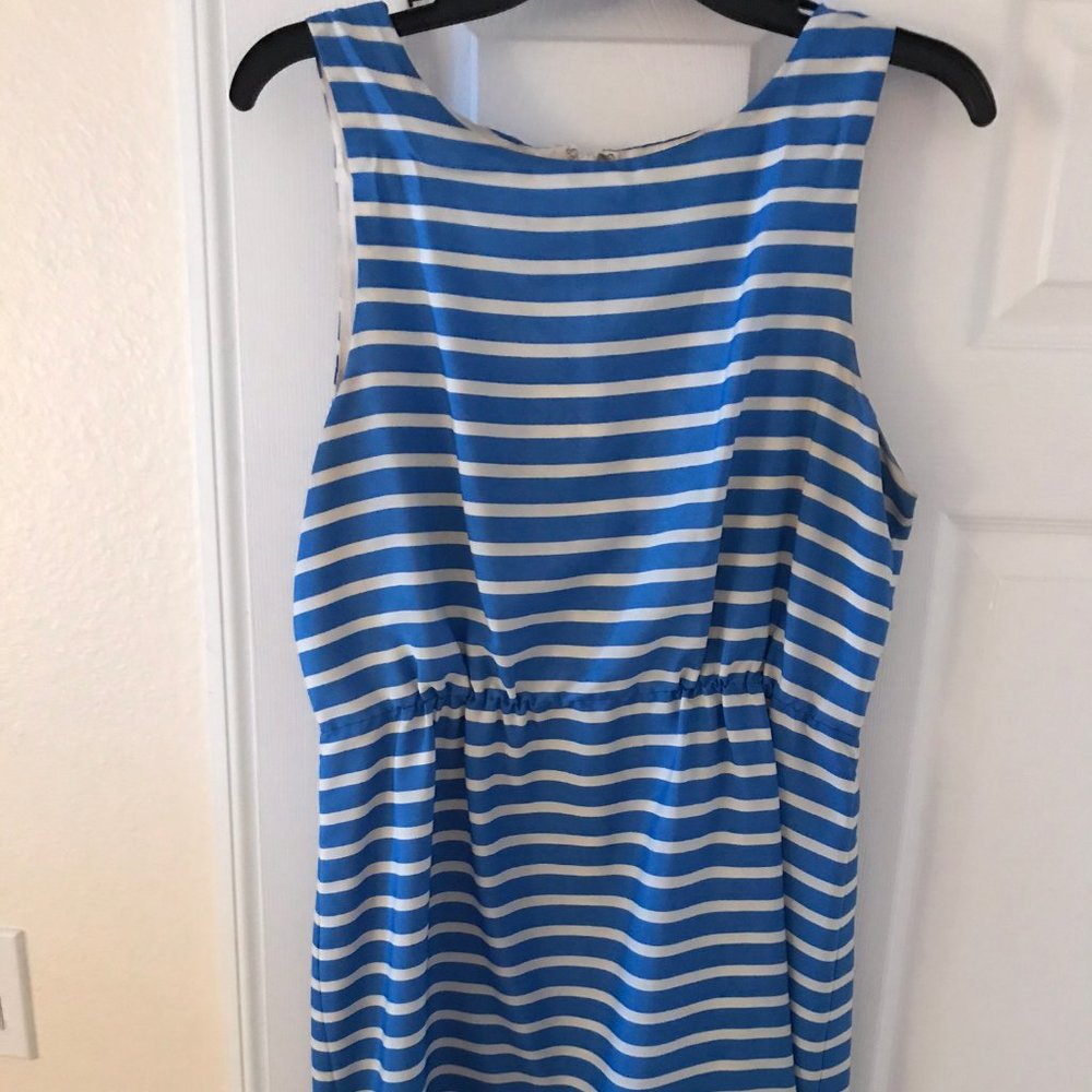 Blue white stripped J Crew dress
